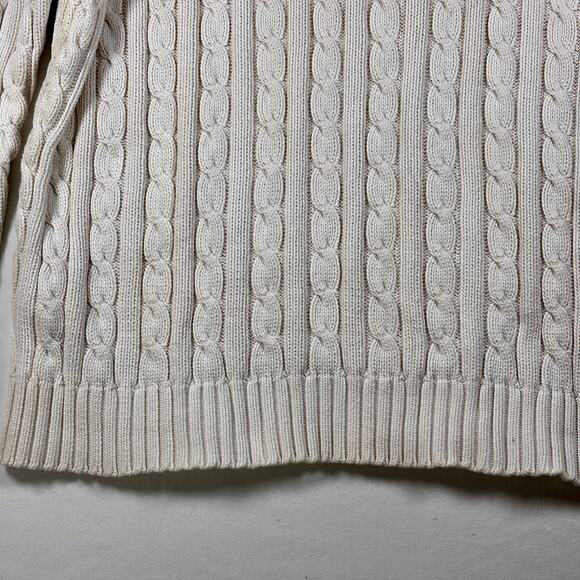 Vintage 1990s LAUREN Ralph Lauren White Cable Knit Sweater Green Label AS IS - Picture 7 of 16